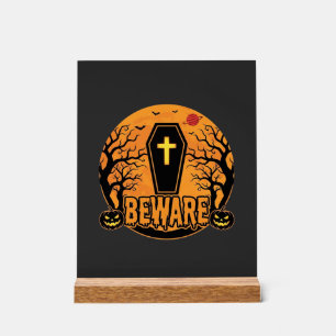 Halloween doodkist Wees voorzichtig Pompoen Horror Acryl Bord