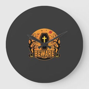 Halloween doodkist Wees voorzichtig Pompoen Horror Grote Klok