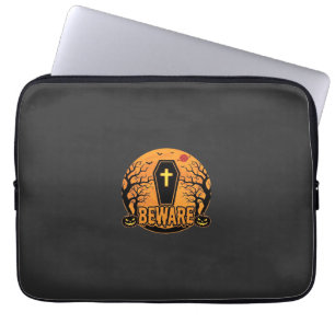 Halloween doodkist Wees voorzichtig Pompoen Horror Laptop Sleeve