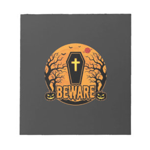 Halloween doodkist Wees voorzichtig Pompoen Horror Notitieblok