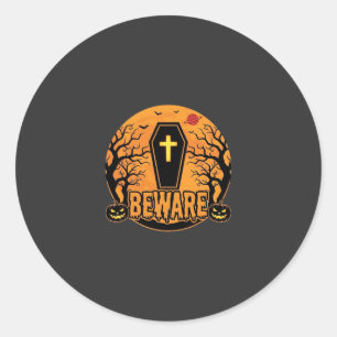 Halloween doodkist Wees voorzichtig Pompoen Horror Ronde Sticker