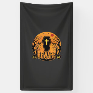 Halloween doodkist Wees voorzichtig Pompoen Horror Spandoek