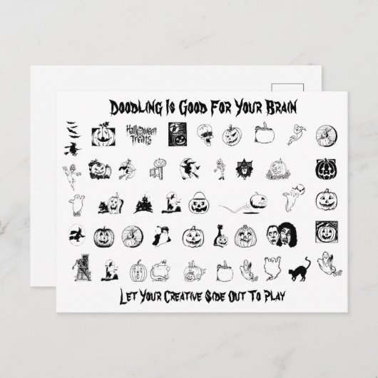 Halloween Doodle Briefkaart (Voorkant / Achterkant)