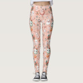 Halloween Doodle Patroon met geesten en pompoenen Leggings (Voorkant)