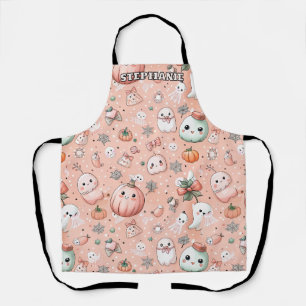 Halloween Doodle Patroon met geesten en pompoenen Schort