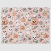Halloween Doodle Patroon met geesten en pompoenen Tissuepapier (Voorkant)