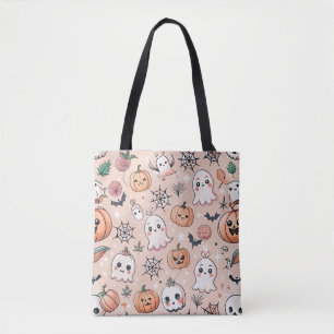 Halloween Doodle Patroon met geesten en pompoenen Tote Bag