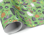 Halloween Doodle: Schattige naadloos concept Cadeaupapier (Rol Hoek)