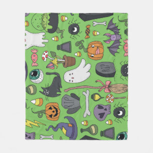 Halloween Doodle: Schattige naadloos concept Fleece Deken