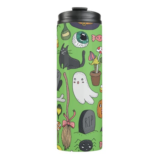 Halloween Doodle: Schattige naadloos concept Thermosbeker (Voorkant)