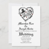 Halloween Doodle Skeleton Couple Wedding Kaart (Voorkant)