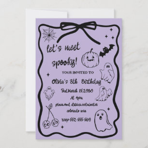 Halloween Doodle Spooky Season Meisjes Verjaardag Kaart