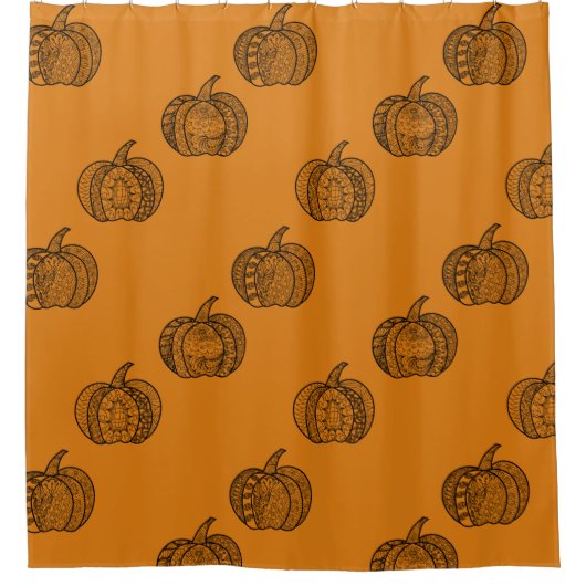 Halloween doodles boho mandala pompoenen Herfst Douchegordijn (Voorkant)
