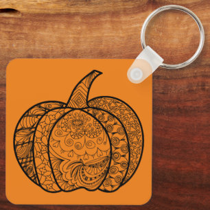 Halloween doodles boho mandala pompoenen Herfst Sleutelhanger