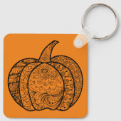 Halloween doodles boho mandala pompoenen Herfst Sleutelhanger (Achterkant)