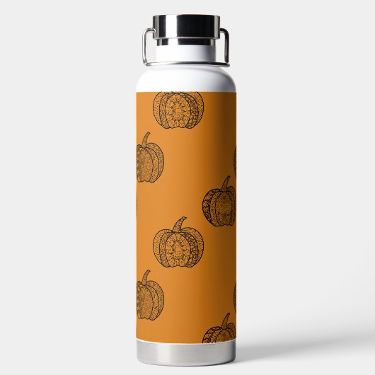 Halloween doodles boho mandala pompoenen Herfst Waterfles (Achterkant)