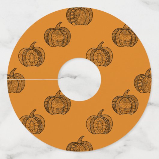 Halloween doodles boho mandala pompoenen Herfst Wijnglaslabel (Voorkant)