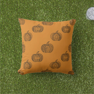 Halloween doodles boho zentangles pompoenen Herfst Buitenkussen