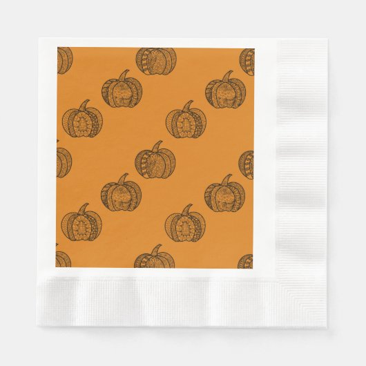 Halloween doodles boho zentangles pompoenen Herfst Servet (Voorkant)
