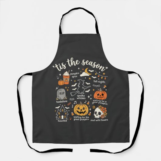 Halloween Doodles Het Is Het Seizoen Heks Design Schort (Voorkant)