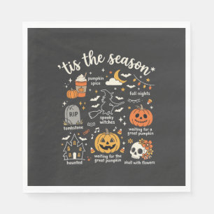 Halloween Doodles Het Is Het Seizoen Heks Ontwerp Servet