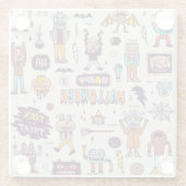 Halloween doodles, maffe cartoon naadloze set. glazen onderzetter (Achterkant)