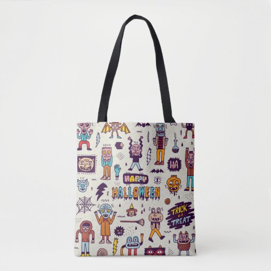 Halloween doodles, maffe cartoon naadloze set. tote bag (Voorkant)