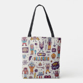 Halloween doodles, maffe cartoon naadloze set. tote bag (Achterkant)