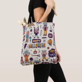 Halloween doodles, maffe cartoon naadloze set. tote bag (Dichtbij)