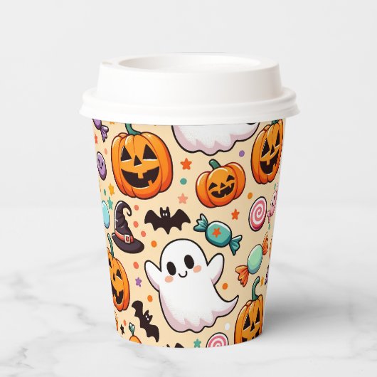 Halloween Doodles Papieren Bekers (Achterkant)