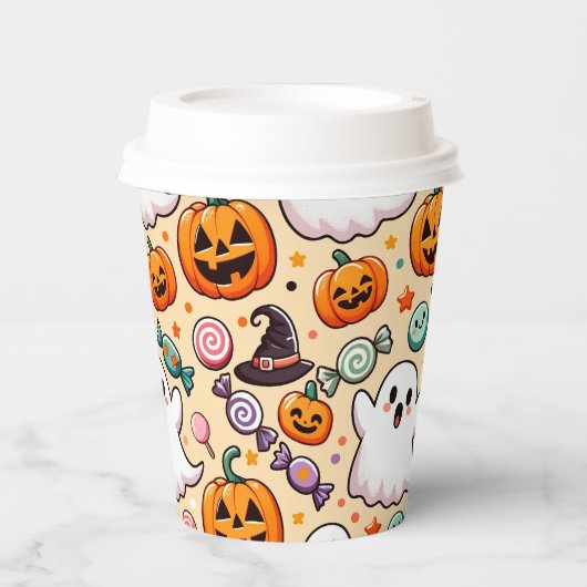 Halloween Doodles Papieren Bekers (Voorkant)