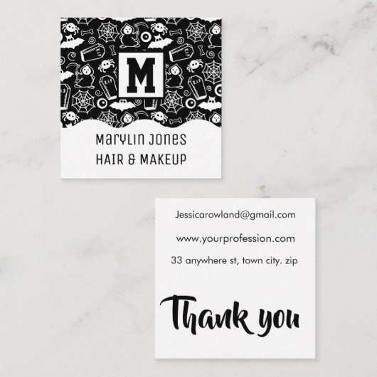 HALLOWEEN DOODLES PATTERNEN VIERKANTE VISITEKAARTJE (Voorkant / Achterkant)