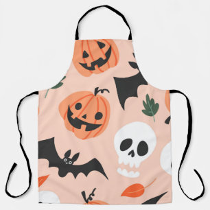 Halloween doodles, pompoenen, vleermuispatroon. schort