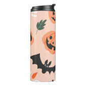 Halloween doodles, pompoenen, vleermuispatroon. thermosbeker (Gedraaid links)