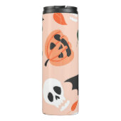 Halloween doodles, pompoenen, vleermuispatroon. thermosbeker (Achterkant)