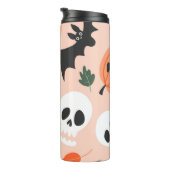 Halloween doodles, pompoenen, vleermuispatroon. thermosbeker (Geroteerd rechts)