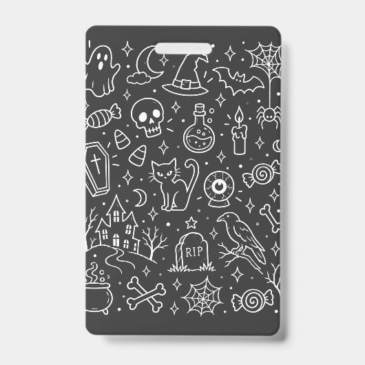 Halloween-doodles terug badge (Voorzijde)