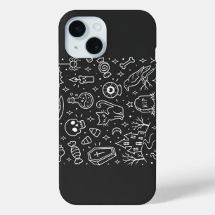 Halloween-doodles terug iPhone 15 case