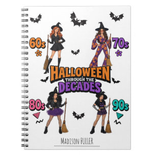 Halloween door de decennia Gepersonaliseerd Notitieboek