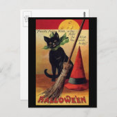  Halloween door Ellen Clapsaddle, Black Cat Briefkaart (Voorkant / Achterkant)