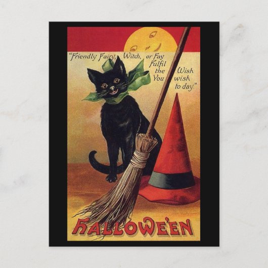  Halloween door Ellen Clapsaddle, Black Cat Briefkaart (Voorkant)
