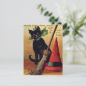  Halloween door Ellen Clapsaddle, Black Cat Kaart (Staand voorkant)