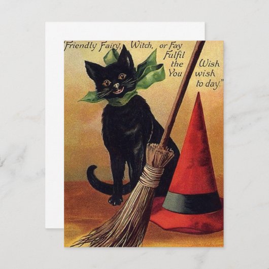  Halloween door Ellen Clapsaddle, Black Cat Kaart (Voorkant / Achterkant)