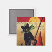  Halloween door Ellen Clapsaddle, Black Cat Magneet (Voorkant / Achterkant)