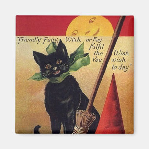 Halloween door Ellen Clapsaddle, Black Cat Magneet