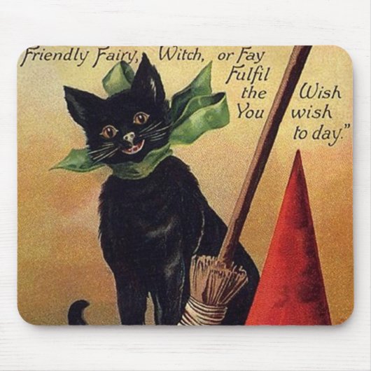  Halloween door Ellen Clapsaddle, Black Cat Muismat (Voorkant)