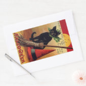 Halloween door Ellen Clapsaddle, Black Cat Rechthoekige Sticker (Envelop)