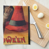  Halloween door Ellen Clapsaddle, Black Cat Theedoek (Quarter Fold)