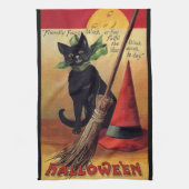  Halloween door Ellen Clapsaddle, Black Cat Theedoek (Verticaal)