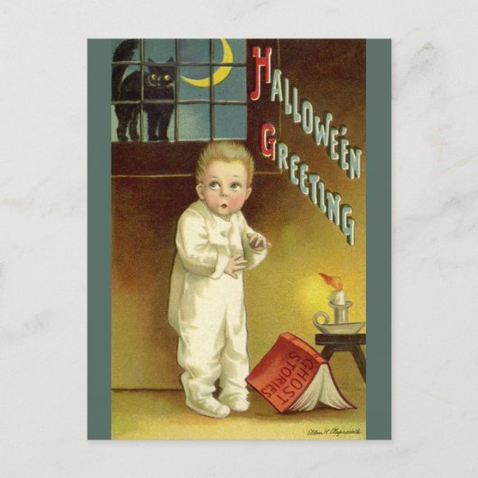  Halloween door Ellen Clapsaddle, Ghost Story Briefkaart (Voorkant)